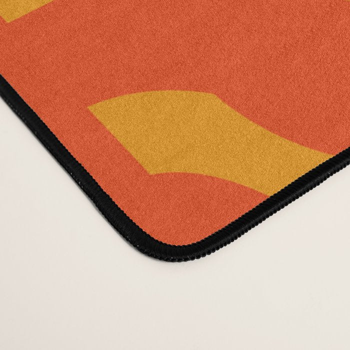 Mid Century Modern Loop Abstract Orange Yellow Pattern Desk Mat Gallery Image 4