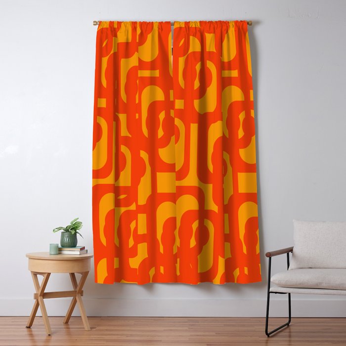 Mid Century Modern Loop Abstract Orange Yellow Pattern Window Curtain Gallery Image 5