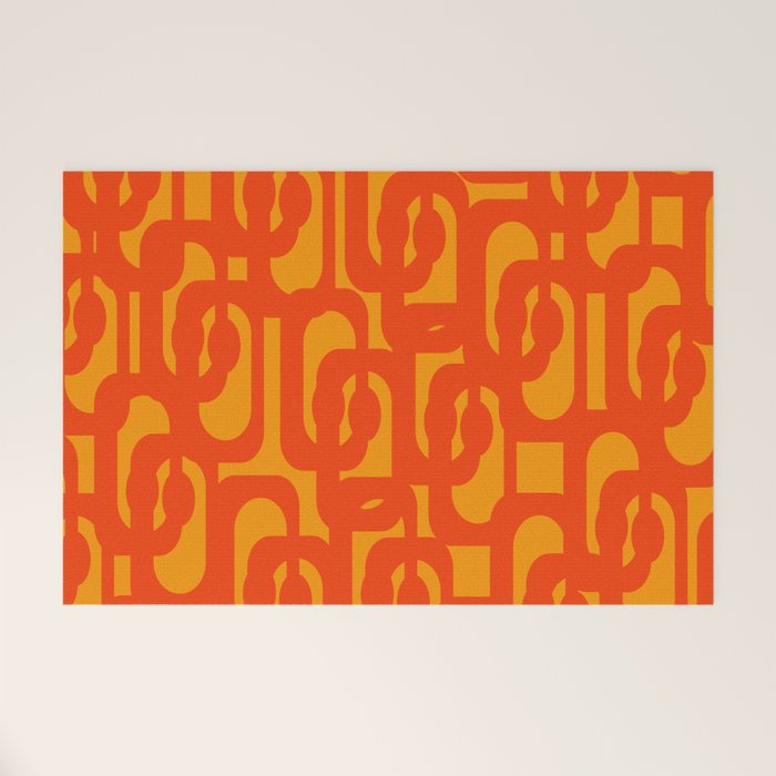 Mid Century Modern Loop Abstract Orange Yellow Pattern Welcome Mat Gallery Image 1