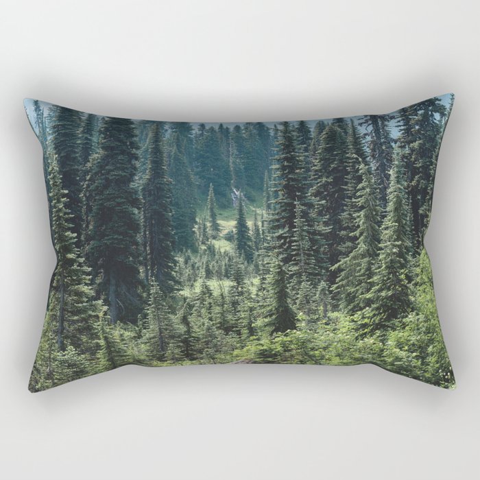Mount Rainier Classic Mountain Meadow - 129/365 Nature Photography Rectangular Pillow Gallery Image 1