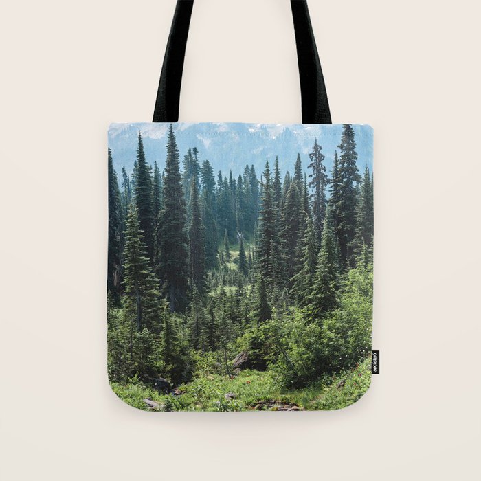 Mount Rainier Classic Mountain Meadow - 129/365 Nature Photography Tote Bag Gallery Image 1