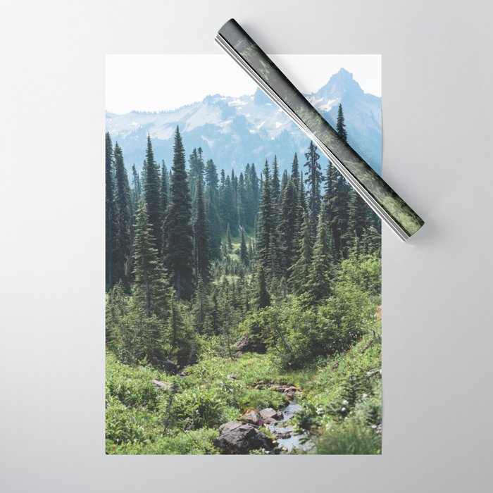 Mount Rainier Classic Mountain Meadow - 129/365 Nature Photography Wrapping Paper Gallery Image 1