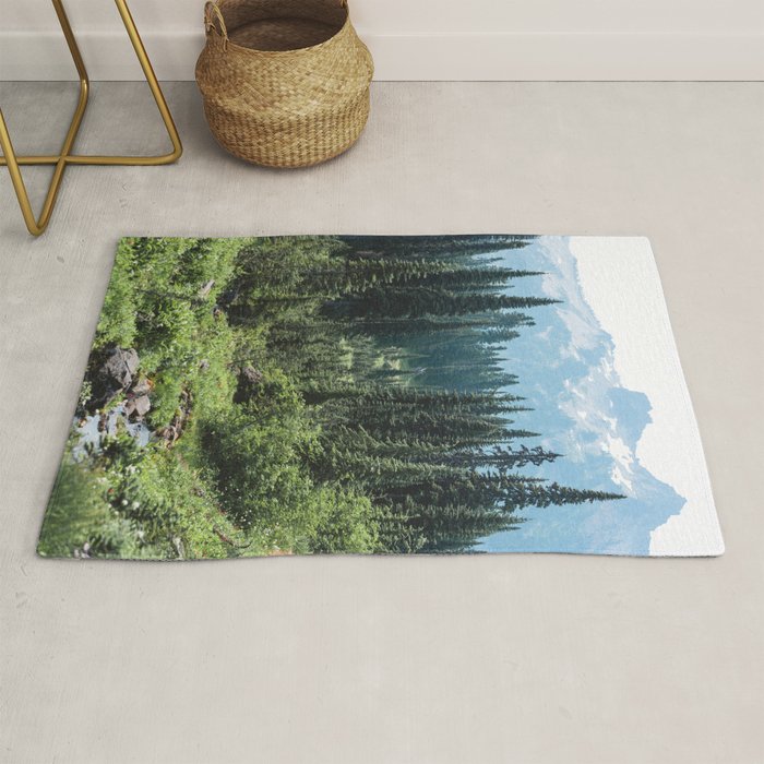 Mount Rainier Classic Mountain Meadow - 129/365 Nature Photography Rug Gallery Image 1