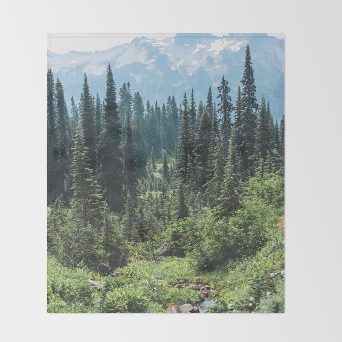 Mount Rainier Classic Mountain Meadow - 129/365 Nature Photography Throw Blanket Gallery Image 2