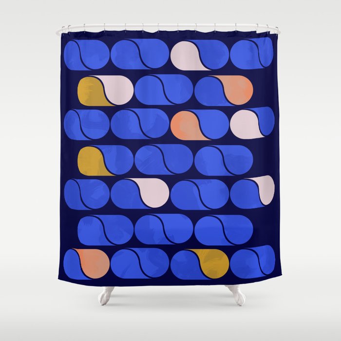 Blue modern pattern Shower Curtain Gallery Image 1
