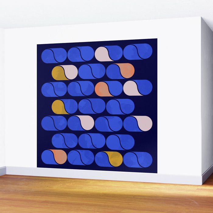 Blue modern pattern Wall Mural Gallery Image 2