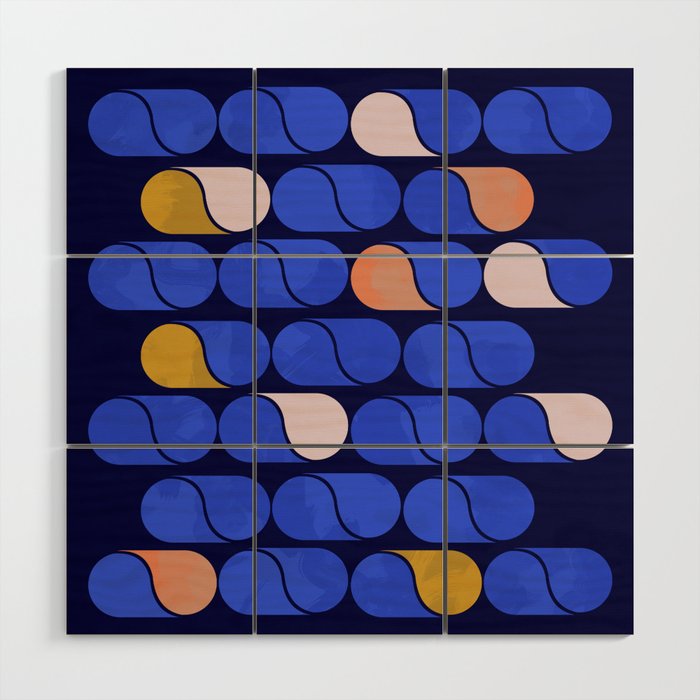 Blue modern pattern Wood Wall Art Gallery Image 1