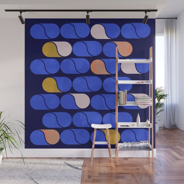 Blue modern pattern Wall Mural Gallery Image 1