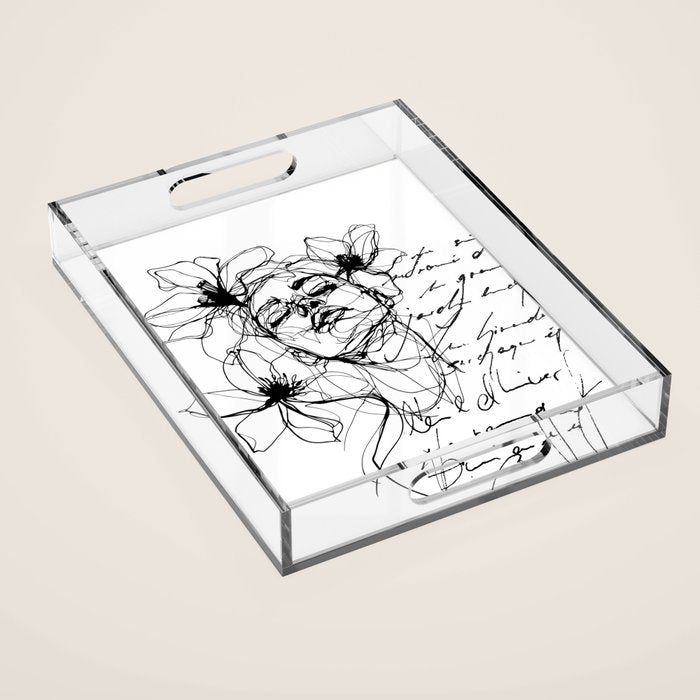 Imperfect Beauty Expressive Line Art Portrait  Acrylic Tray Gallery Image 1