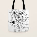 Imperfect Beauty Expressive Line Art Portrait  Tote Bag Gallery Image 1