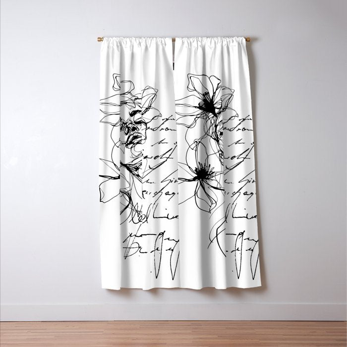 Imperfect Beauty Expressive Line Art Portrait  Window Curtain Gallery Image 3