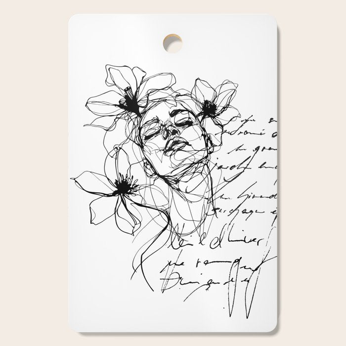 Imperfect Beauty Expressive Line Art Portrait  Cutting Board Gallery Image 1