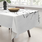 Imperfect Beauty Expressive Line Art Portrait  Tablecloth Gallery Image 3