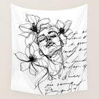 Imperfect Beauty Expressive Line Art Portrait  Wall Tapestry Gallery Image 4