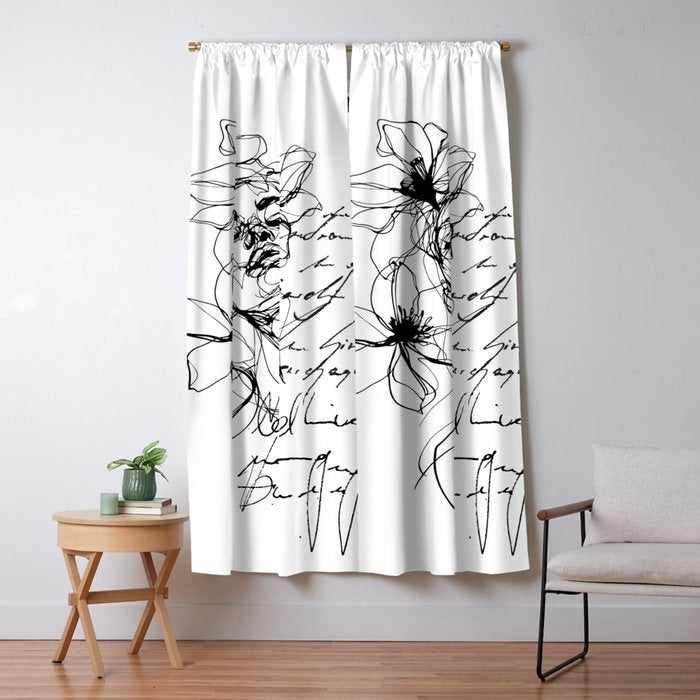 Imperfect Beauty Expressive Line Art Portrait  Window Curtain Gallery Image 5