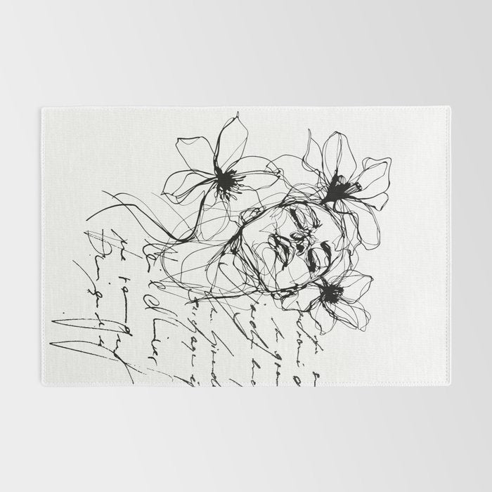 Imperfect Beauty Expressive Line Art Portrait  Rug Gallery Image 2