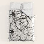 Imperfect Beauty Expressive Line Art Portrait  Comforter Gallery Image 6
