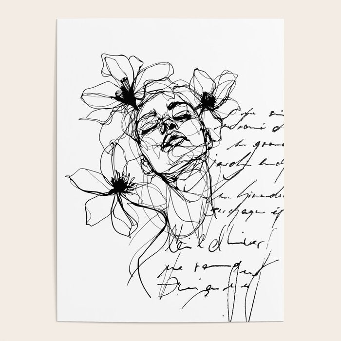 Imperfect Beauty Expressive Line Art Portrait  Poster Gallery Image 4