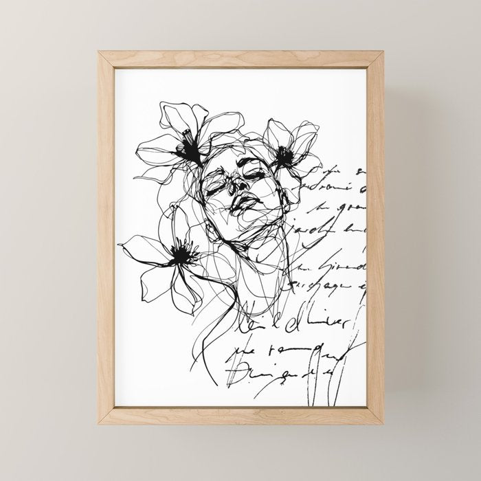 Imperfect Beauty Expressive Line Art Portrait  Mini Art Print Gallery Image 1