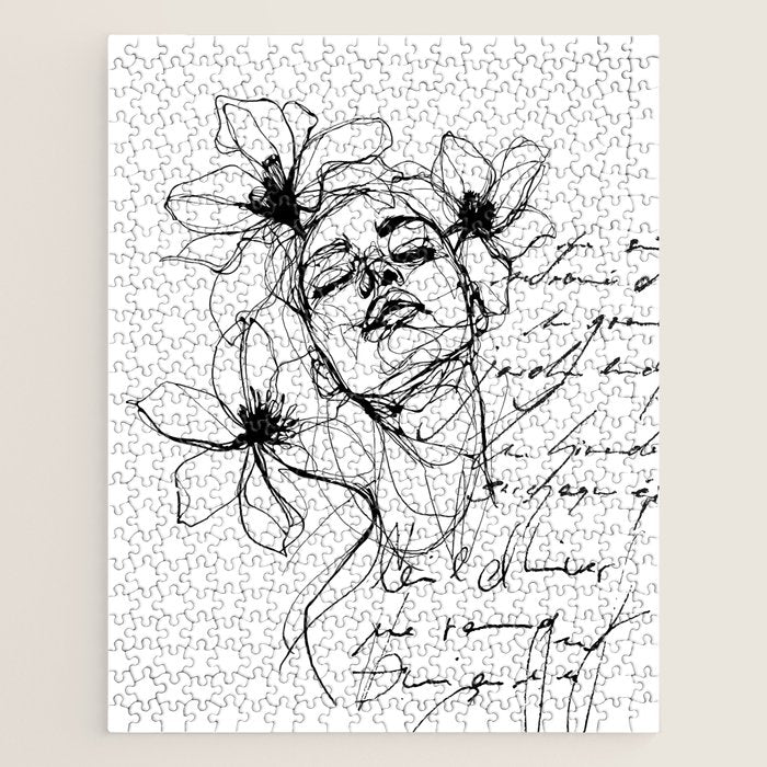 Imperfect Beauty Expressive Line Art Portrait  Jigsaw Puzzle Gallery Image 1