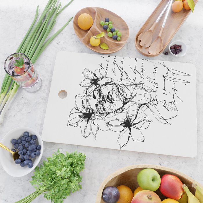 Imperfect Beauty Expressive Line Art Portrait  Cutting Board Gallery Image 2