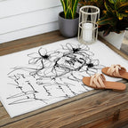Imperfect Beauty Expressive Line Art Portrait  Outdoor Rug Gallery Image 2