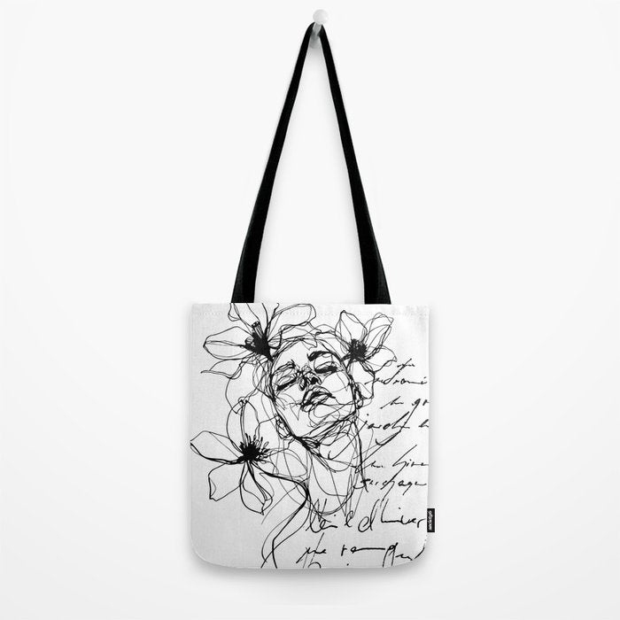 Imperfect Beauty Expressive Line Art Portrait  Tote Bag Gallery Image 2