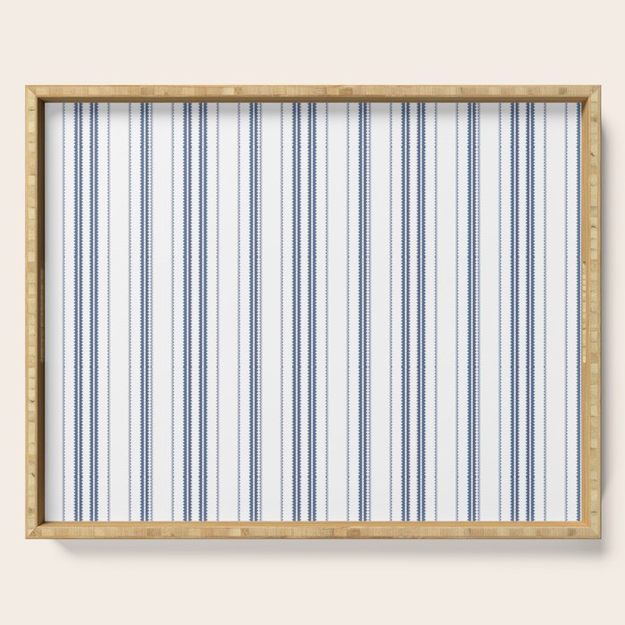 Simple blue and white stripes pattern  Serving Tray Gallery Image 1
