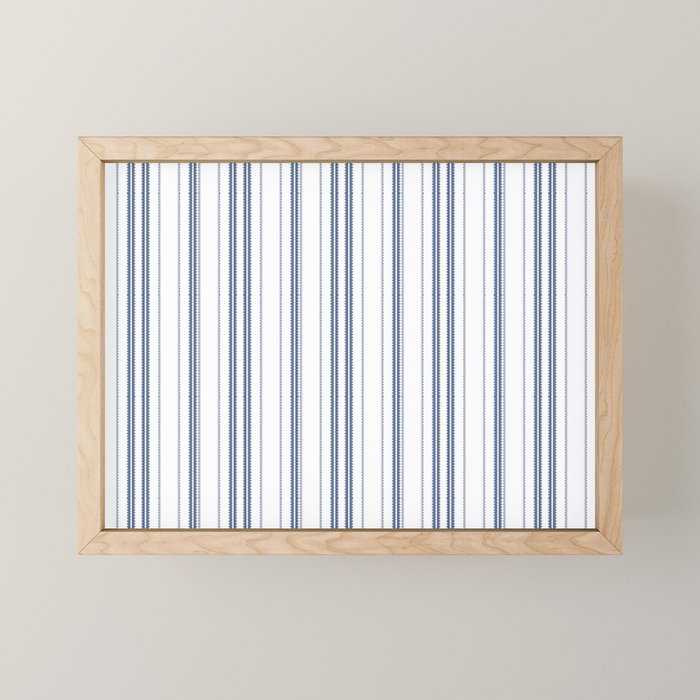 Simple blue and white stripes pattern  Mini Art Print Gallery Image 1