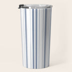 Simple blue and white stripes pattern  Travel Mug Gallery Image 3