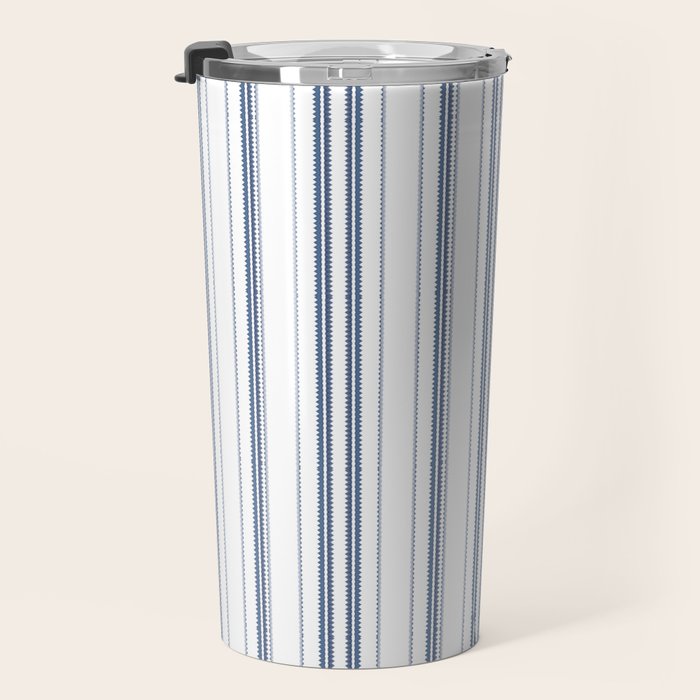 Simple blue and white stripes pattern  Travel Mug Gallery Image 3