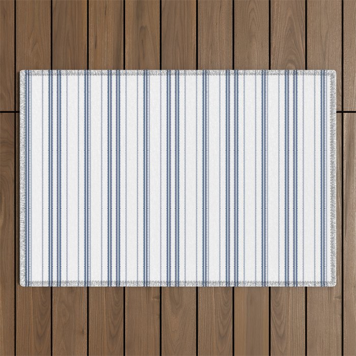 Simple blue and white stripes pattern  Outdoor Rug Gallery Image 1