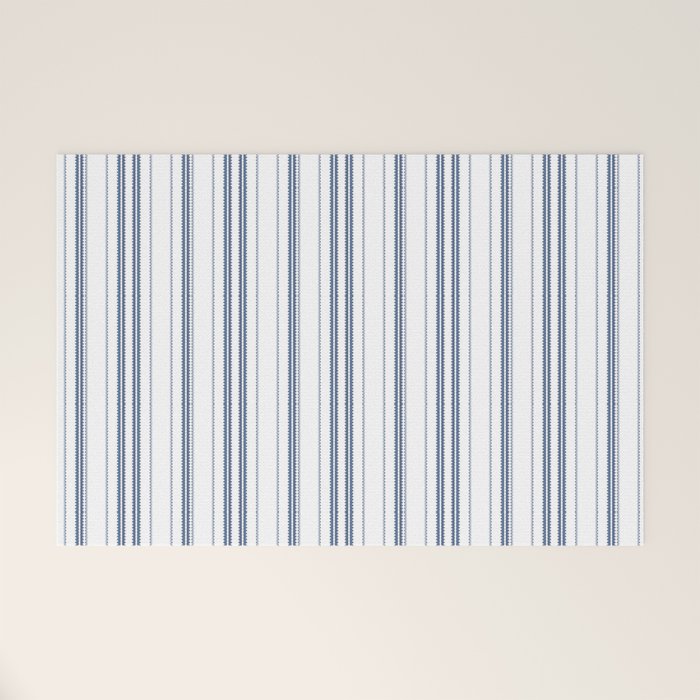 Simple blue and white stripes pattern  Welcome Mat Gallery Image 1