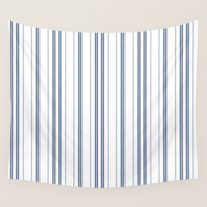 Simple blue and white stripes pattern  Wall Tapestry Gallery Image 1
