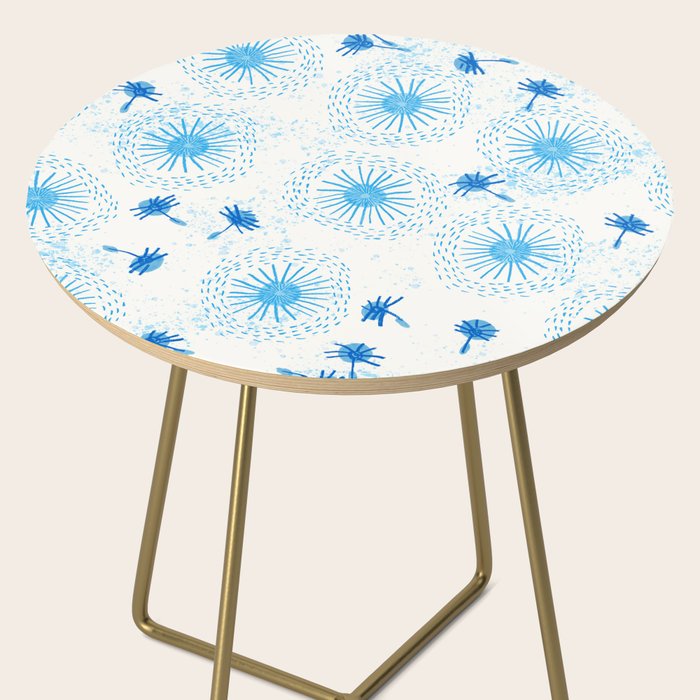 Make A Wish Dandelion Pattern in Sky Blue & Off White Side Table Gallery Image 2