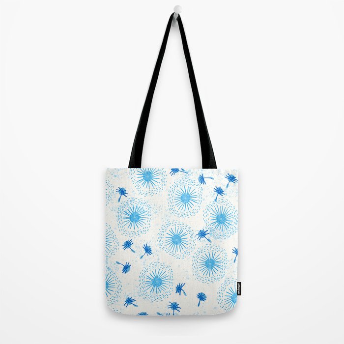 Make A Wish Dandelion Pattern in Sky Blue & Off White Tote Bag Gallery Image 2