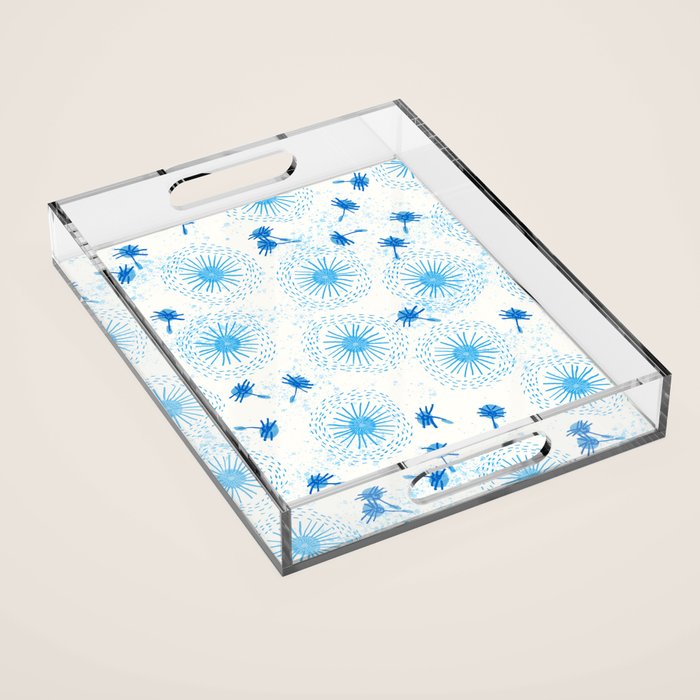 Make A Wish Dandelion Pattern in Sky Blue & Off White Acrylic Tray Gallery Image 1
