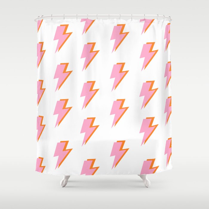 Pink and Orange Lightning Bolts Shower Curtain Gallery Image 1
