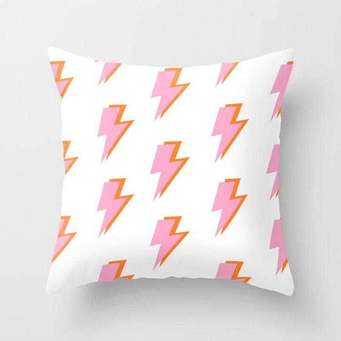 Pink and Orange Lightning Bolts Throw Pillow Gallery Image 1