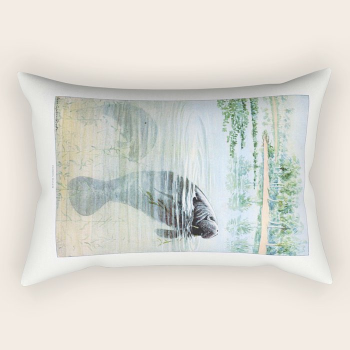 Vintage Florida Manatee Rectangular Pillow Gallery Image 1