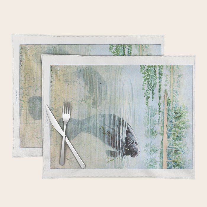 Vintage Florida Manatee Placemat Gallery Image 1