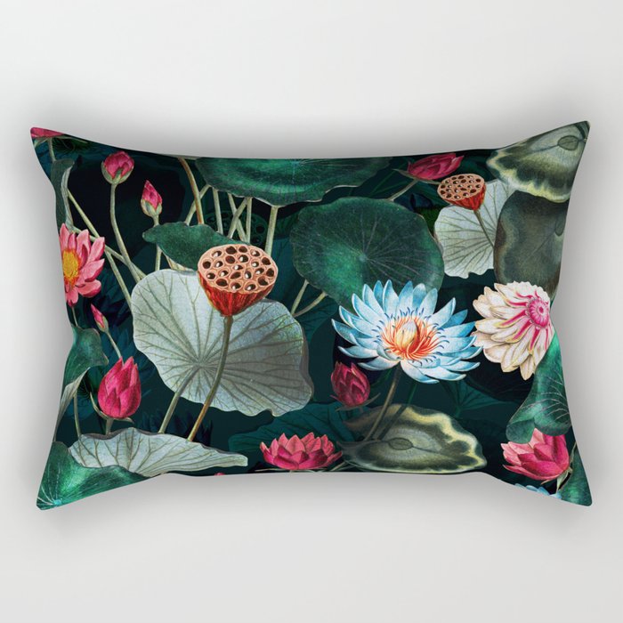 Water Lily - Night Rectangular Pillow Gallery Image 2