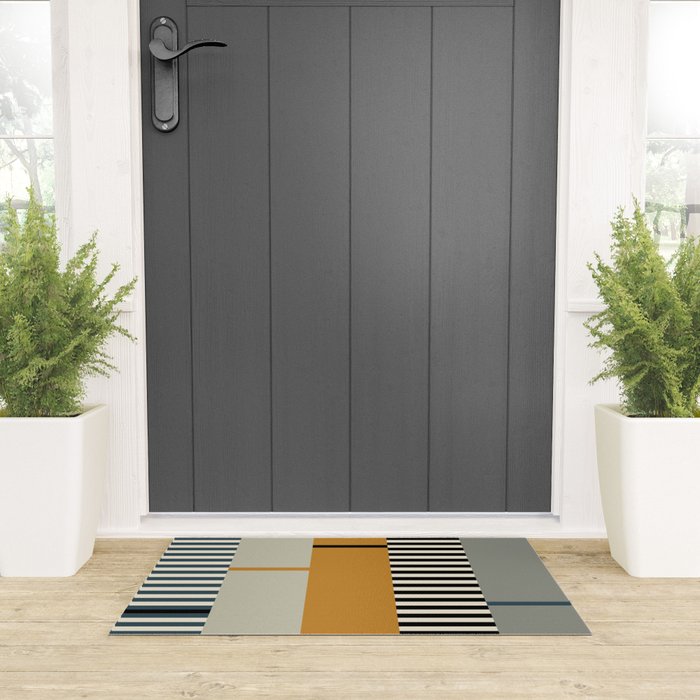 Irregular Stripes 2 neutral Welcome Mat Gallery Image 3