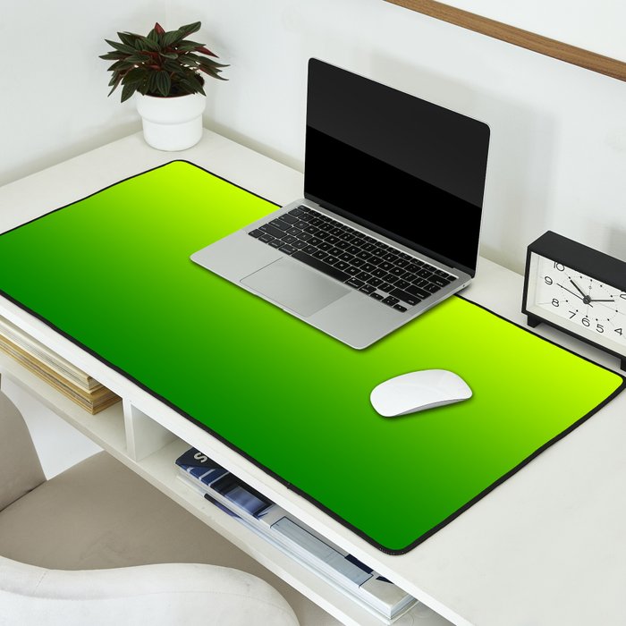 Bright Chartreuse Green Ombre Desk Mat Gallery Image 2