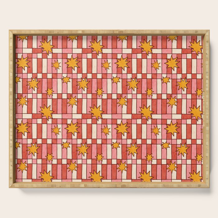 Retro Starry Plaid Serving Tray Gallery Image 1