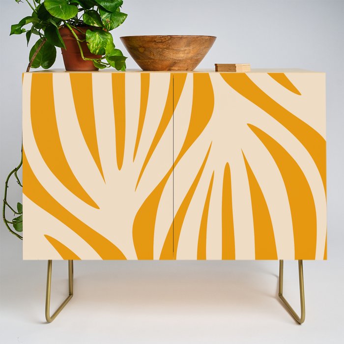 Maldives Minimalist Botanical Abstract in Honey Mustard  Credenza Gallery Image 1