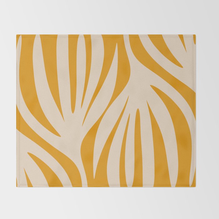 Maldives Minimalist Botanical Abstract in Honey Mustard  Throw Blanket Gallery Image 2