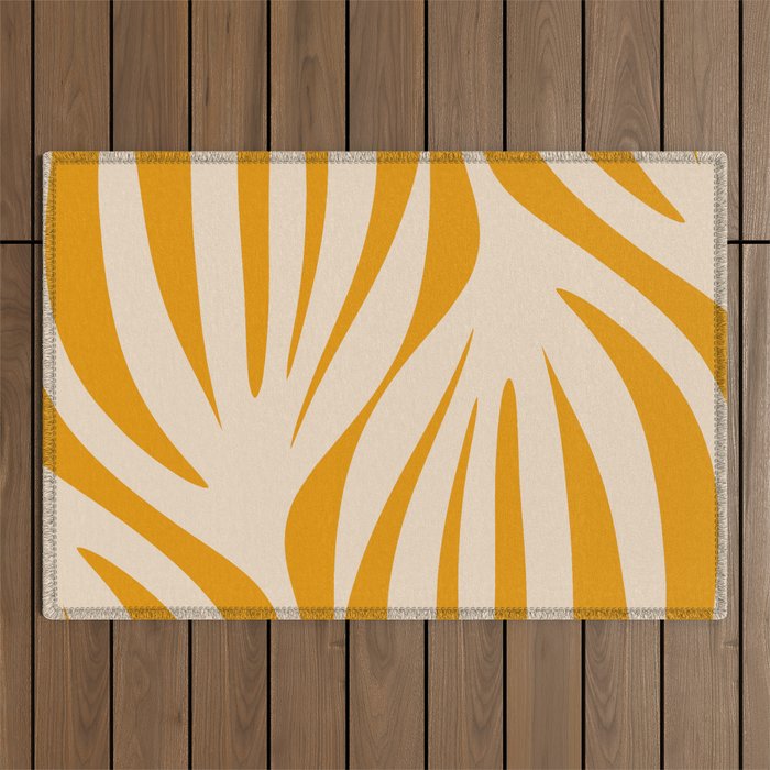 Maldives Minimalist Botanical Abstract in Honey Mustard  Outdoor Rug Gallery Image 1