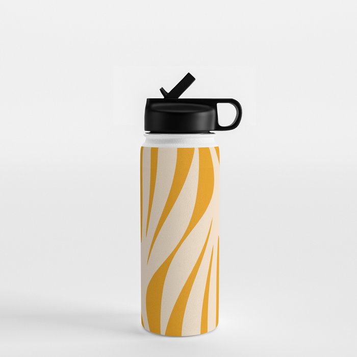 Maldives Minimalist Botanical Abstract in Honey Mustard  Water Bottle Gallery Image 1