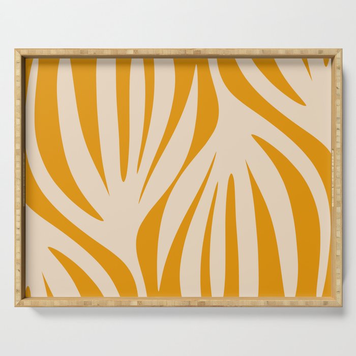 Maldives Minimalist Botanical Abstract in Honey Mustard  Serving Tray Gallery Image 1